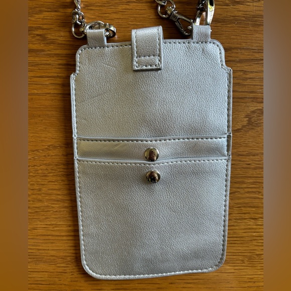 WHBM metallic silver crossbody & clutch phone bag - Picture 7 of 11